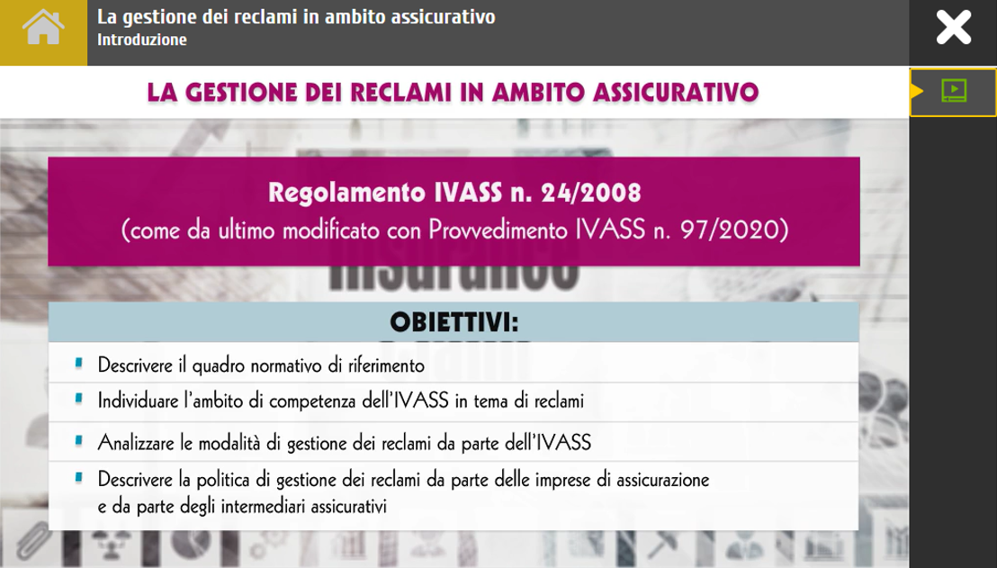 screenshot del corso