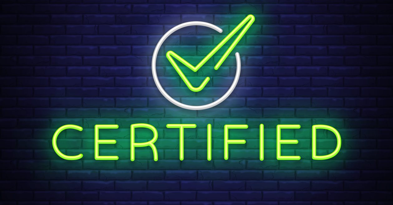 scritta "certified" con led