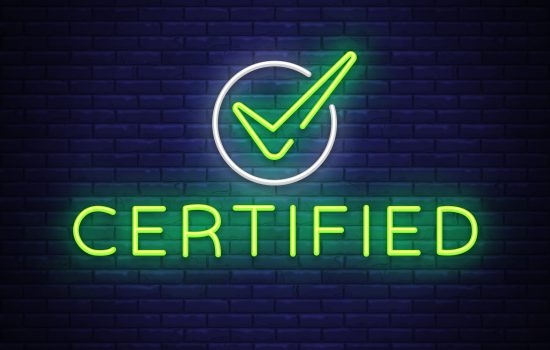 scritta "certified" con led