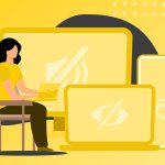 illustrazione che riporta vari device e una donna che lavora al pc
